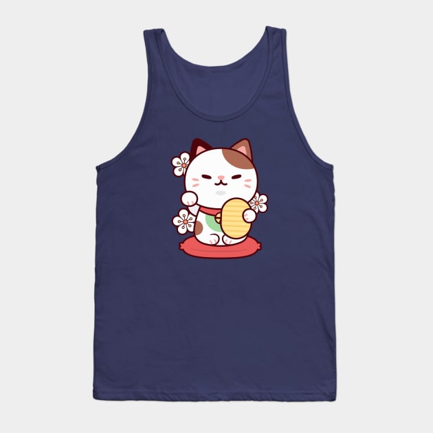 Maneki Cat Kawaii Tank Top by kudasai